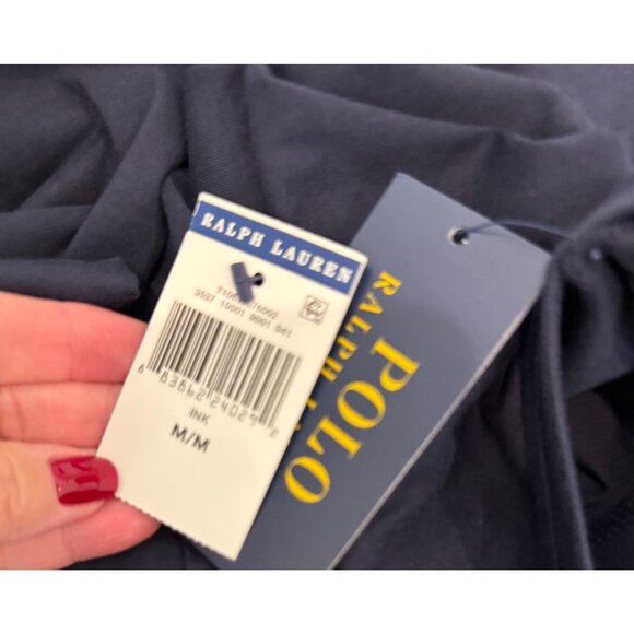 Polo Ralph Lauren Navy V-Neck T-Shirt with Red Pony Logo NWT - Size M - Picture 5 of 11